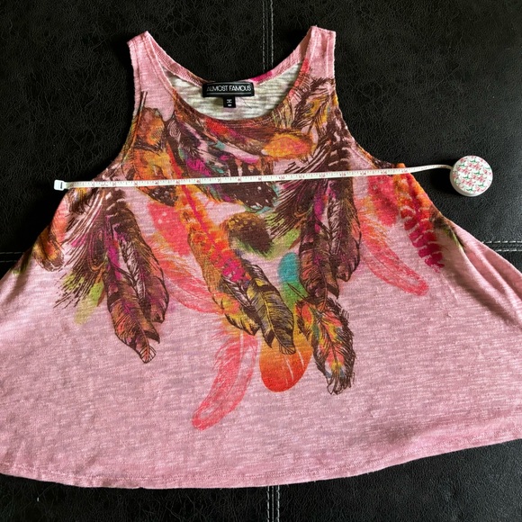 Almost Famous Pink Tribal Feather Tank Size M - Picture 6 of 11